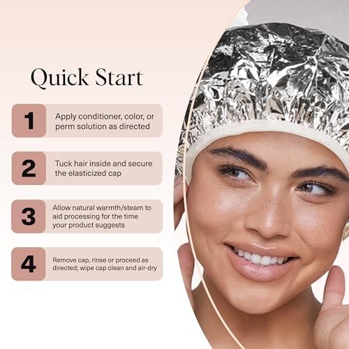 Kitsch Aluminum Foil Heat Cap for Deep Conditioning - Reusable Hair Steamer for Coloring, Perm & Treatment, Elastic Band, Shower Cap for Sauna, Spa - görsel 14