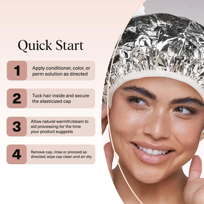 Kitsch Aluminum Foil Heat Cap for Deep Conditioning - Reusable Hair Steamer for Coloring, Perm & Treatment, Elastic Band, Shower Cap for Sauna, Spa