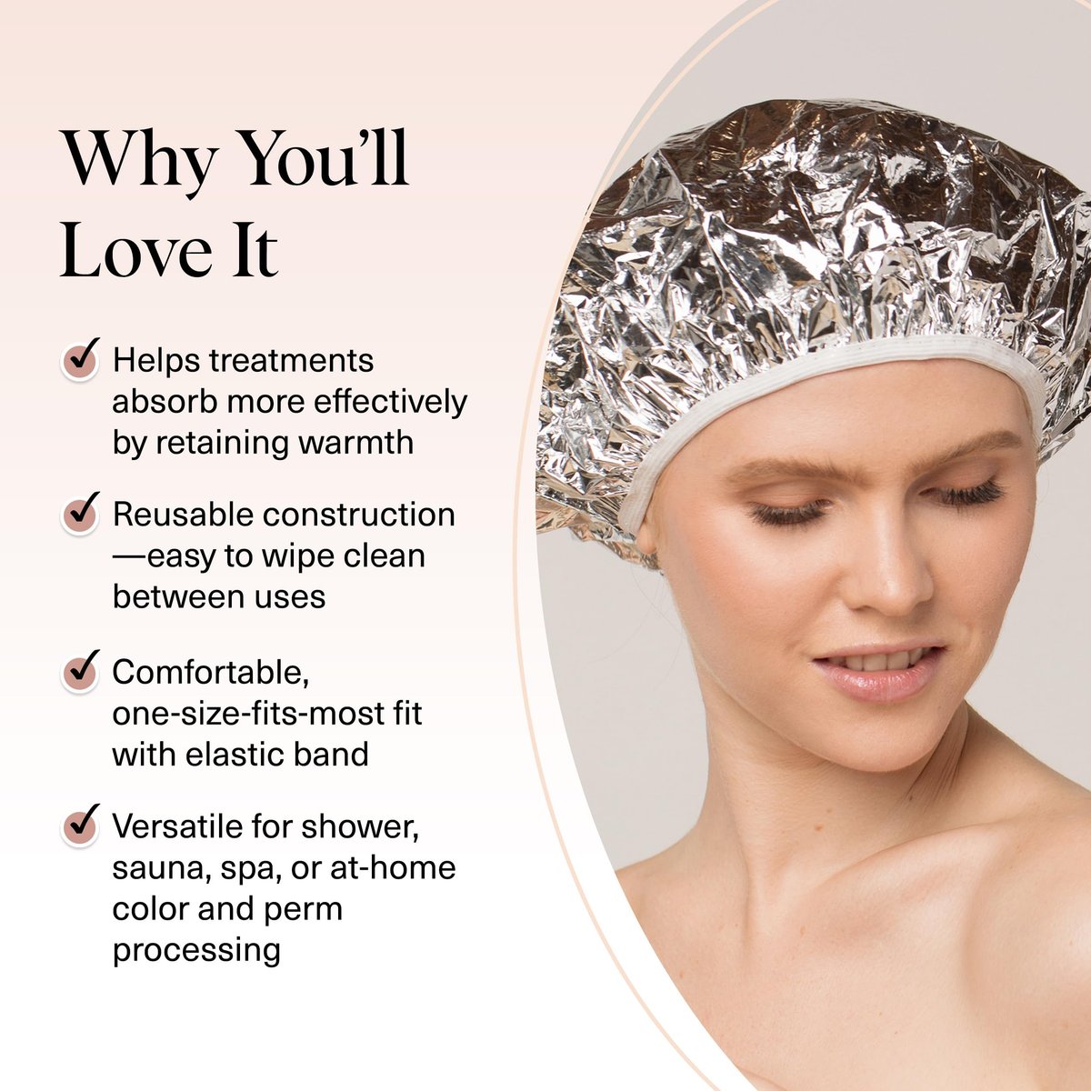 Kitsch Aluminum Foil Heat Cap for Deep Conditioning - Reusable Hair Steamer for Coloring, Perm & Treatment, Elastic Band, Shower Cap for Sauna, Spa - görsel 5