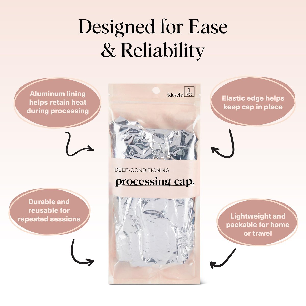 Kitsch Aluminum Foil Heat Cap for Deep Conditioning - Reusable Hair Steamer for Coloring, Perm & Treatment, Elastic Band, Shower Cap for Sauna, Spa - görsel 7