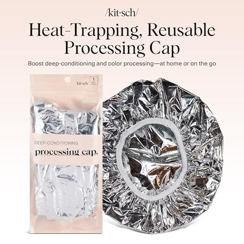 Kitsch Aluminum Foil Heat Cap for Deep Conditioning - Reusable Hair Steamer for Coloring, Perm & Treatment, Elastic Band, Shower Cap for Sauna, Spa - görsel 4
