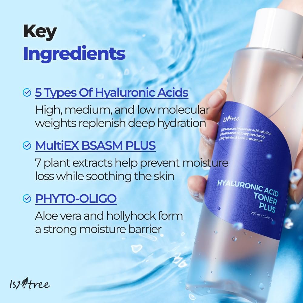 IsNtree Hyaluronic Acid Toner 200ml - Hydrating Face Toner for Dry Skin, Refreshes & Moisturizes, Korean Skincare Avelisse