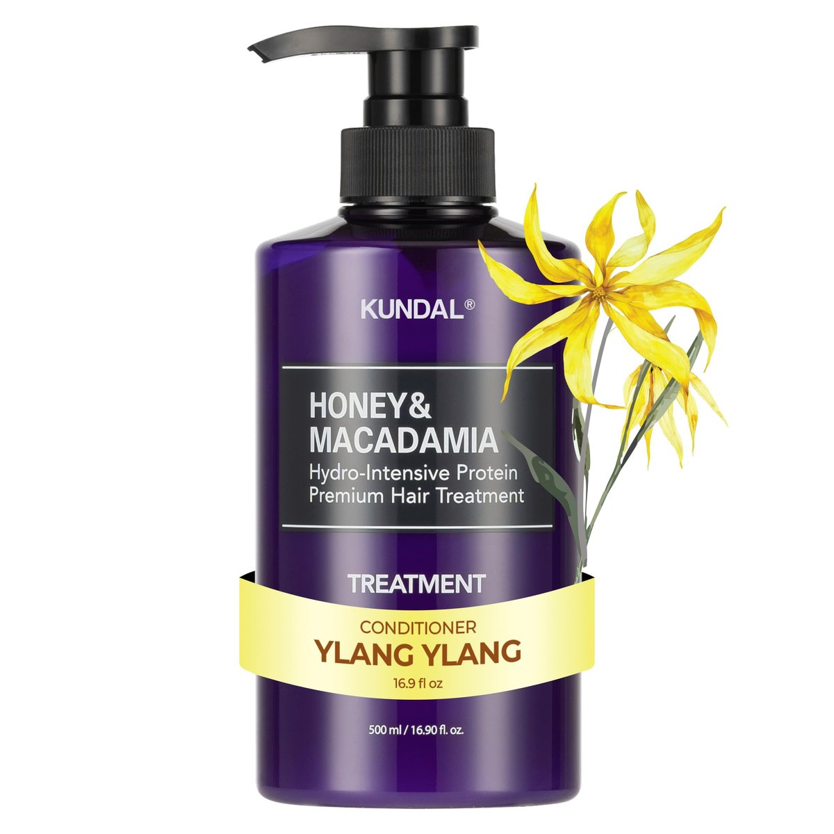 KUNDAL Honey & Macadamia Natural Conditioner - Korean Hair Care for Damage Repair, Deep Hydration, Long Lasting Fragrance - 16.9 fl oz (Ylang Ylang) - görsel 1