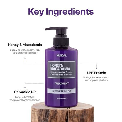 KUNDAL Honey & Macadamia Natural Conditioner - Korean Hair Care for Damage Repair, Deep Hydration, Long Lasting Fragrance - 16.9 fl oz (Ylang Ylang)