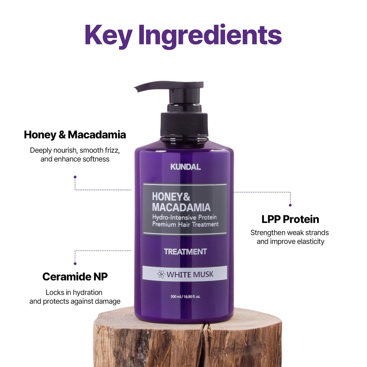 KUNDAL Honey & Macadamia Natural Conditioner - Korean Hair Care for Damage Repair, Deep Hydration, Long Lasting Fragrance - 16.9 fl oz (Ylang Ylang) - görsel 7