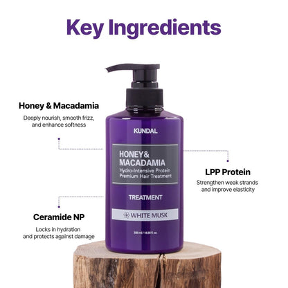 KUNDAL Honey & Macadamia Natural Conditioner - Korean Hair Care for Damage Repair, Deep Hydration, Long Lasting Fragrance - 16.9 fl oz (Ylang Ylang)