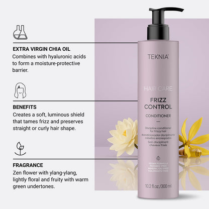 Lakmé Teknia Frizz Control Leave In Conditioner - Anti Frizz for Frizzy or Curly Hair, 10.2 Fl Oz