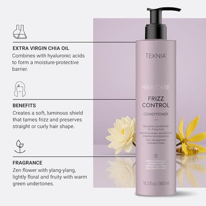 Lakmé Teknia Frizz Control Leave In Conditioner - Anti Frizz for Frizzy or Curly Hair, 10.2 Fl Oz