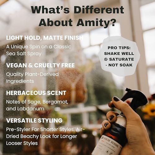Shear Revival Amity Texture Spray – Vegan Light Hold Matte Finish for All Hair Types with Sea Salt & Kaolin Clay Avelisse