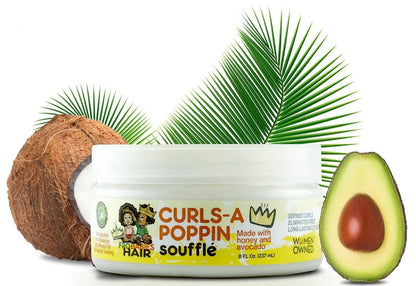 FroBabies Hair Curls-A Poppin Soufflé 8oz - Moisturizing Curl Cream for Defined, Bouncy Curls Avelisse