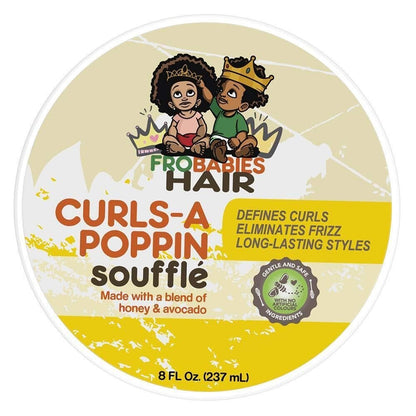 FroBabies Hair Curls-A Poppin Soufflé 8oz - Moisturizing Curl Cream for Defined, Bouncy Curls Avelisse