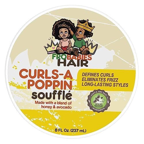 FroBabies Hair Curls-A Poppin Soufflé 8oz - Moisturizing Curl Cream for Defined, Bouncy Curls Avelisse