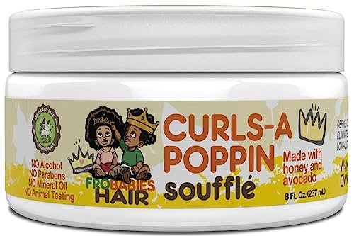 FroBabies Hair Curls-A Poppin Soufflé 8oz - Moisturizing Curl Cream for Defined, Bouncy Curls Avelisse