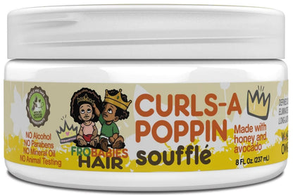 FroBabies Hair Curls-A Poppin Soufflé 8oz - Moisturizing Curl Cream for Defined, Bouncy Curls Avelisse