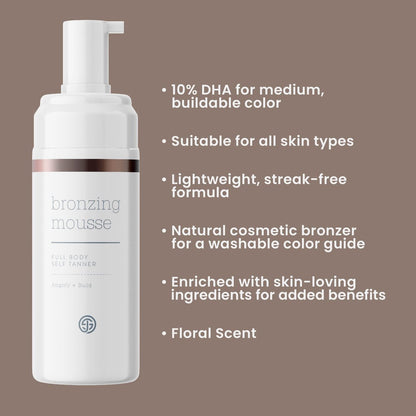 SJOLIE Self Tanner - Express Sunless Tanning Mousse + Mitt Applicator | Medium Dark Color, Streak-Free, Vegan, No Parabens Avelisse