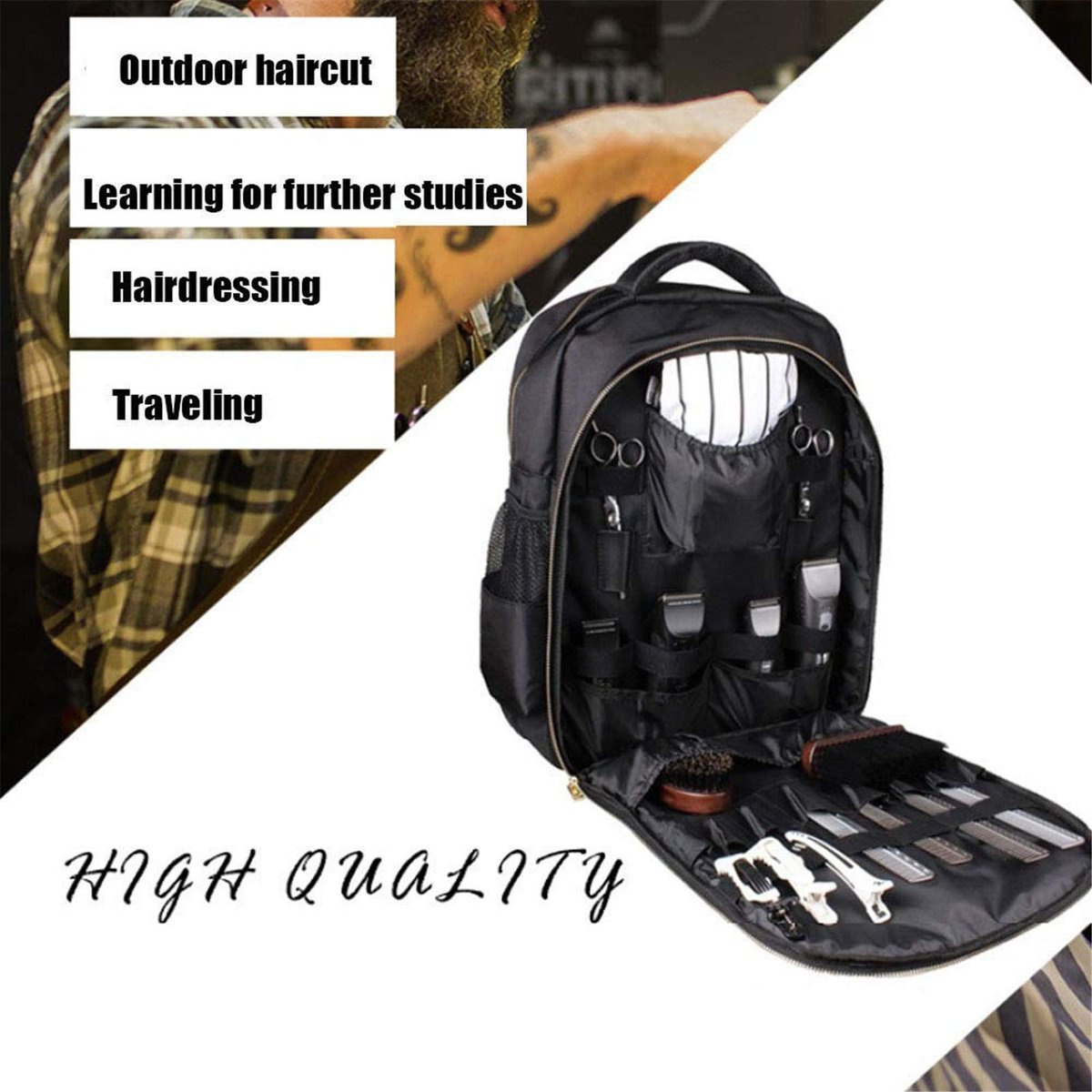 NADAENMF Barber Supplies Bag Organizer – Portable Clipper Backpack for Hairstylists & Cosmetologists | Canvas Clipper Case for Men & Women Avelisse