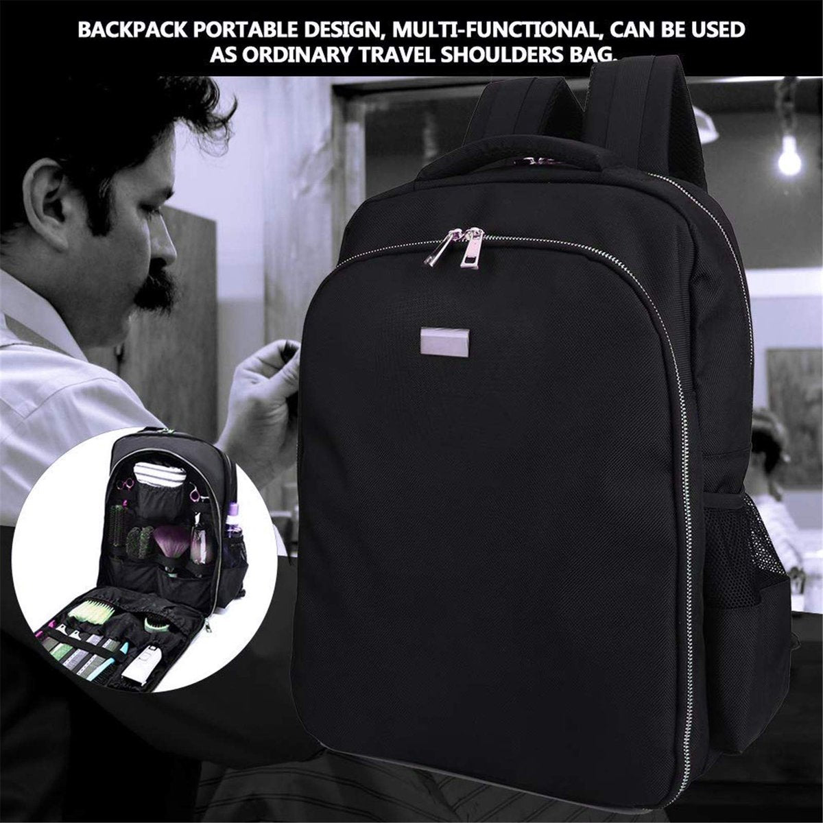 NADAENMF Barber Supplies Bag Organizer – Portable Clipper Backpack for Hairstylists & Cosmetologists | Canvas Clipper Case for Men & Women Avelisse