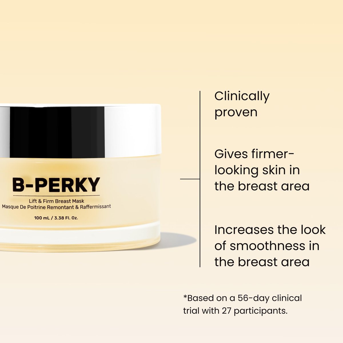 MAËLYS B-PERKY Lift & Firm Breast Mask – Leave-On Firming Cream for Breast Area, Smoothing Chest Treatment with Jojoba Oil & Kigelia Africana (3.38 Fl Oz) Avelisse