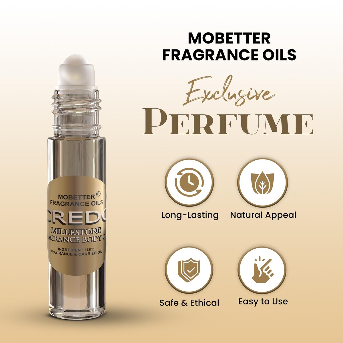 MOBETTER FRAGRANCE OILS Credo Millestone Unisex Body Oil - 1/3 oz Roll-On Glass Bottle Avelisse