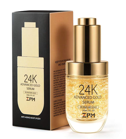 24K Gold Anti Aging Face Serum with Vitamin C, Hyaluronic Acid & Vitamin E - Day & Night Wrinkle Reduction Cream, 1 FL OZ Avelisse