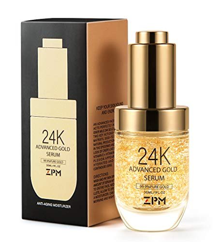 24K Gold Anti Aging Face Serum with Vitamin C, Hyaluronic Acid & Vitamin E - Day & Night Wrinkle Reduction Cream, 1 FL OZ Avelisse
