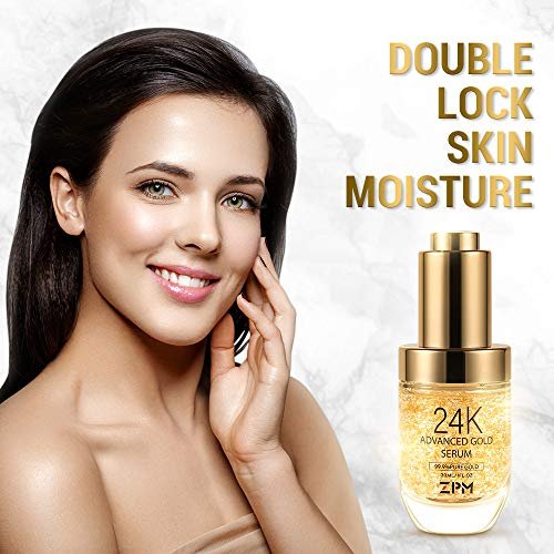 24K Gold Anti Aging Face Serum with Vitamin C, Hyaluronic Acid & Vitamin E - Day & Night Wrinkle Reduction Cream, 1 FL OZ Avelisse