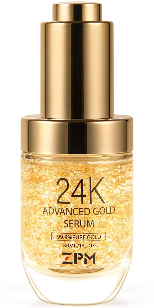 24K Gold Anti Aging Face Serum with Vitamin C, Hyaluronic Acid & Vitamin E - Day & Night Wrinkle Reduction Cream, 1 FL OZ Avelisse