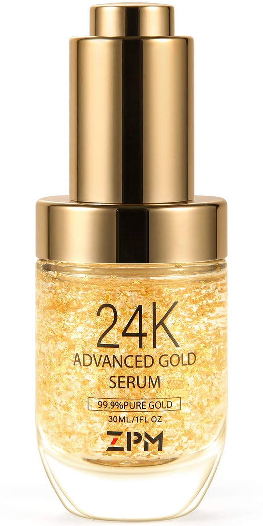 24K Gold Anti Aging Face Serum with Vitamin C, Hyaluronic Acid & Vitamin E - Day & Night Wrinkle Reduction Cream, 1 FL OZ Avelisse