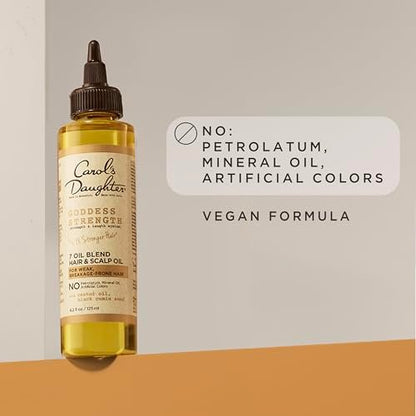 Carol's Daughter Goddess Strength 7 Oil Blend Scalp and Hair Oil for Waves, Coils and Curls, Hair Treatment with Castor Oil, 4.2 Fl Oz Avelisse