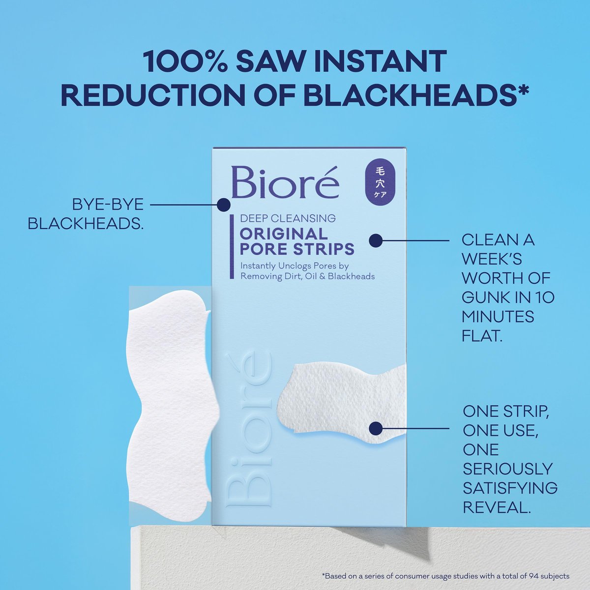 Bioré Original Blackhead Remover Strips, Deep Cleansing Nose Strips with Instant Pore Unclogging, C-Bond Technology, Oil-Free, Non-Comedogenic, 14 Count (Pack of 4) Avelisse
