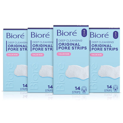 Bioré Original Blackhead Remover Strips, Deep Cleansing Nose Strips with Instant Pore Unclogging, C-Bond Technology, Oil-Free, Non-Comedogenic, 14 Count (Pack of 4) Avelisse