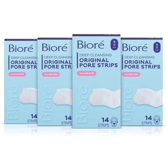 Bioré Original Blackhead Remover Strips, Deep Cleansing Nose Strips with Instant Pore Unclogging, C-Bond Technology, Oil-Free, Non-Comedogenic, 14 Count (Pack of 4) Avelisse