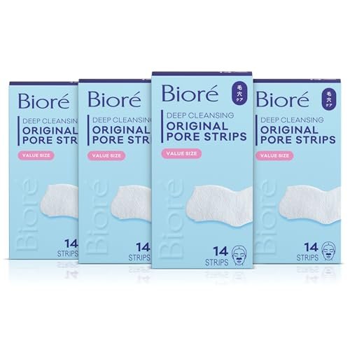 Bioré Original Blackhead Remover Strips, Deep Cleansing Nose Strips with Instant Pore Unclogging, C-Bond Technology, Oil-Free, Non-Comedogenic, 14 Count (Pack of 4) Avelisse