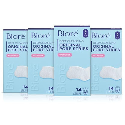 Bioré Original Blackhead Remover Strips, Deep Cleansing Nose Strips with Instant Pore Unclogging, C-Bond Technology, Oil-Free, Non-Comedogenic, 14 Count (Pack of 4) Avelisse
