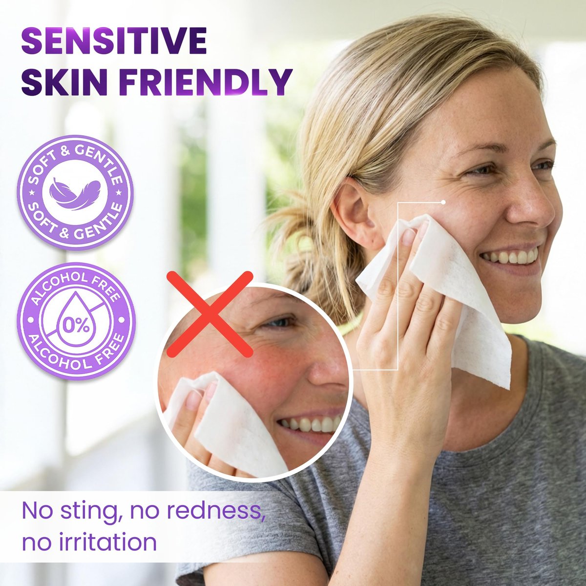 BeautyFrizz Lavender Face Wipes - 120 Count - Gentle No Rinse Makeup Remover & Facial Cleansing Wipes with Aloe, Castor, Vitamin A & E - Moisturizing, Extra Soft for Sensitive Skin - görsel 15