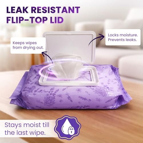 BeautyFrizz Lavender Face Wipes - 120 Count - Gentle No Rinse Makeup Remover & Facial Cleansing Wipes with Aloe, Castor, Vitamin A & E - Moisturizing, Extra Soft for Sensitive Skin - görsel 12