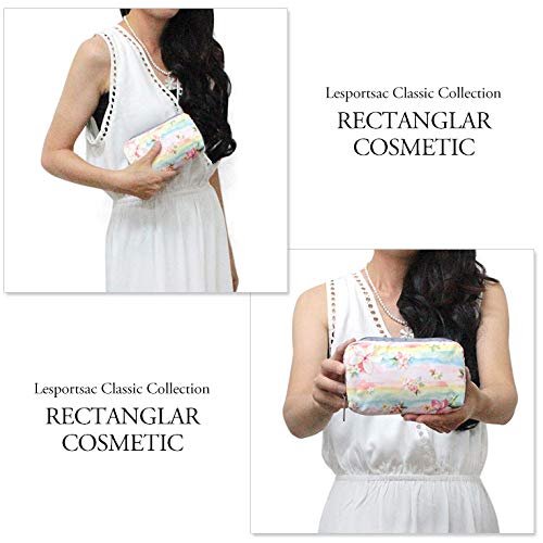 LeSportsac Plumeria Rainbow Rectangular Cosmetic Bag - Hawaii Exclusive Tropical Floral Print Nylon Makeup Case - görsel 6