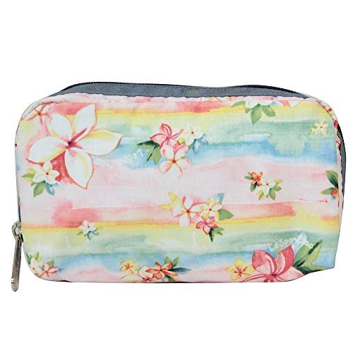 LeSportsac Plumeria Rainbow Rectangular Cosmetic Bag - Hawaii Exclusive Tropical Floral Print Nylon Makeup Case - görsel 2