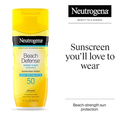 Neutrogena Beach Defense SPF 50 Sunscreen Lotion, Hawaii Reef Act 104 Compliant, Oil-Free, 6.7 fl oz
