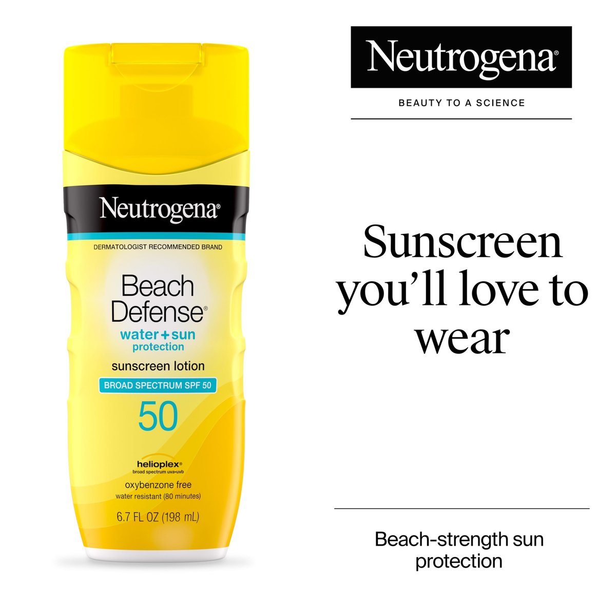 Neutrogena Beach Defense SPF 50 Sunscreen Lotion, Hawaii Reef Act 104 Compliant, Oil-Free, 6.7 fl oz - görsel 3
