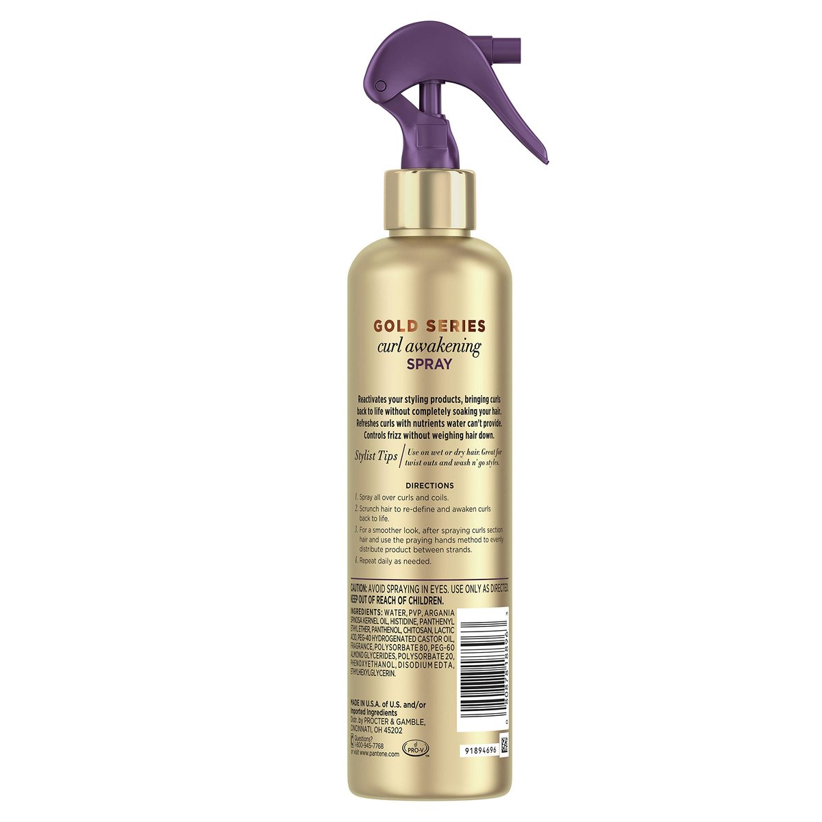 Pantene Gold Series Curl Awakening Spray, Infused with Argan Oil, for Curly and Coily Hair, 8.4 Fl Oz - görsel 3