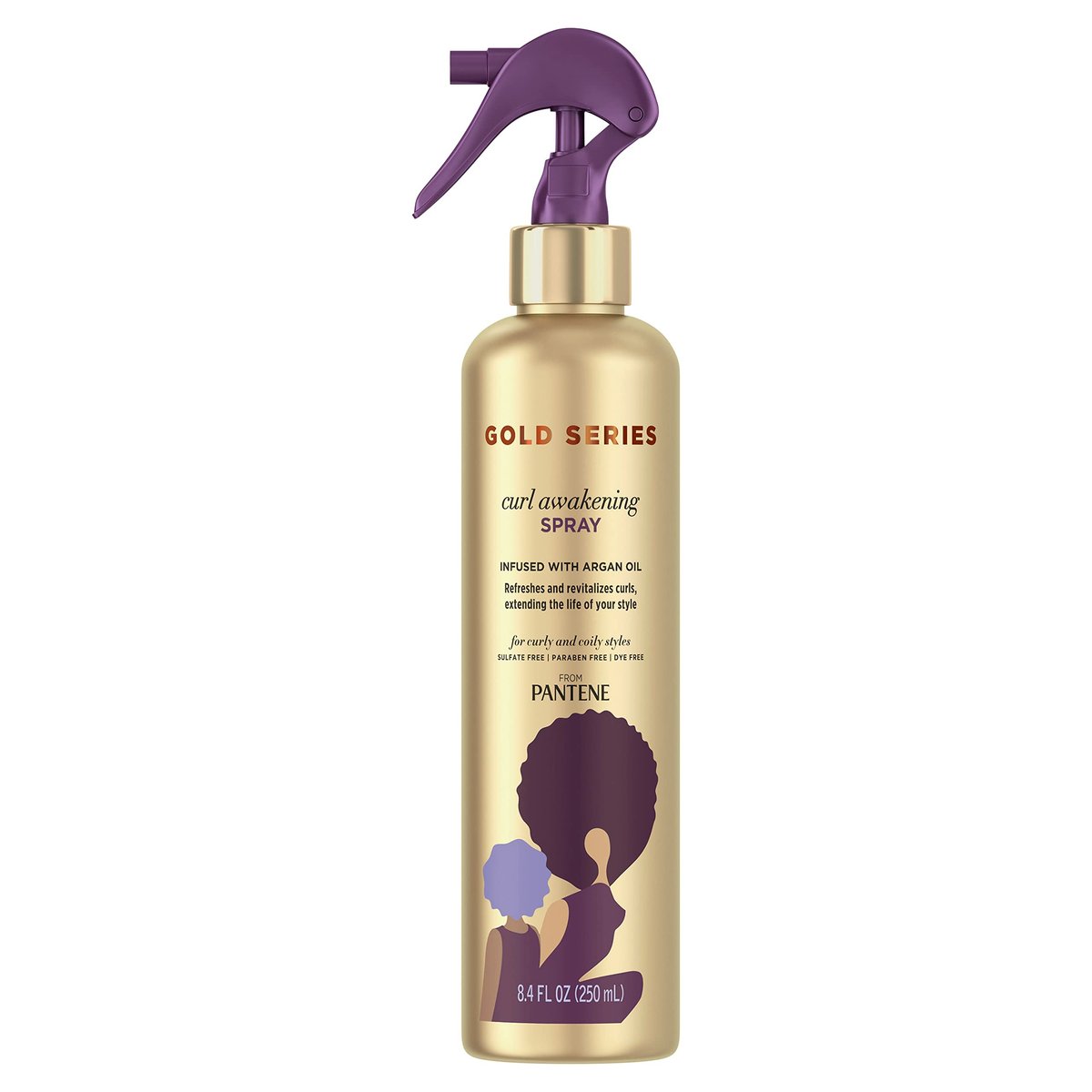 Pantene Gold Series Curl Awakening Spray, Infused with Argan Oil, for Curly and Coily Hair, 8.4 Fl Oz - görsel 1