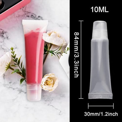 Rolybag 22 Pack Empty Lip Gloss Tubes (10ml) - Refillable Soft Squeeze Bottles for DIY Lip Gloss Cosmetics