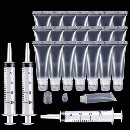 Rolybag 22 Pack Empty Lip Gloss Tubes (10ml) - Refillable Soft Squeeze Bottles for DIY Lip Gloss Cosmetics