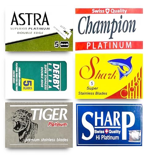 Astra, Derby, Shark, Tiger Sharp Double Edge Razor Blades Sampler - 30 Blades - görsel 2