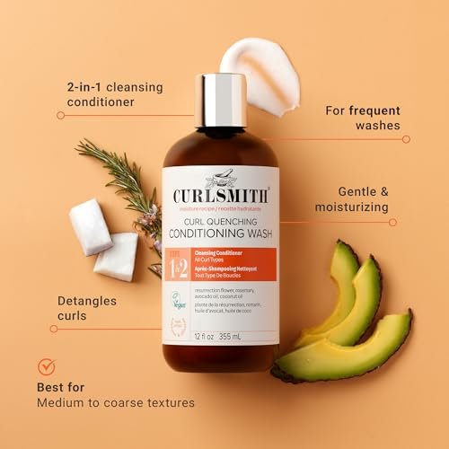 CURLSMITH Curl Quenching Conditioning Wash - Vegan Co-Wash 2-in-1 Conditioner & Shampoo for Wavy, Curly, and Coily Hair (32 oz) Avelisse