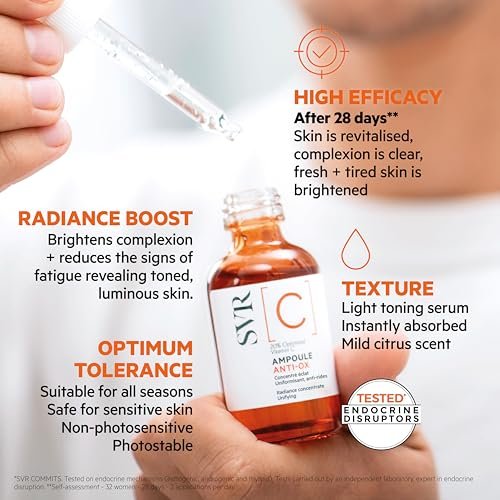 SVR Vitamin C Brightening Face Serum with 20% Optimized Vitamin C – Reduces Fine Lines, Uneven Skin Tone & Dullness, Improves Radiance & Firmness, 1 Fl Oz Avelisse