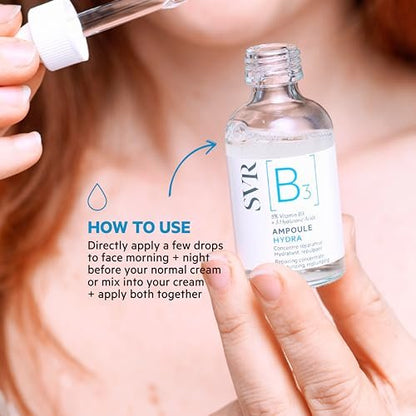 SVR [B3] Concentrate Hydra Plumping Face Serum with Niacinamide and 3 Types of Hyaluronic Acid - Fragrance Free Moisturizing Serum, Reduces Fine Lines, 1 Fl Oz Avelisse