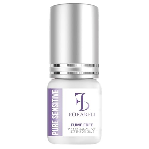 Forabeli Pure Sensitive Eyelash Extension Glue - Fume-Free, 6-7 Second Drying, 4 Weeks Retention, Black 5ml Avelisse
