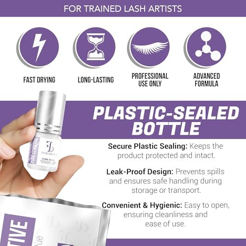 Forabeli Pure Sensitive Eyelash Extension Glue - Fume-Free, 6-7 Second Drying, 4 Weeks Retention, Black 5ml Avelisse